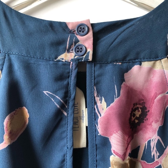 Peach Love California Blue Floral Print High Waisted Halter Neck Chiffon Romper - Picture 10 of 16